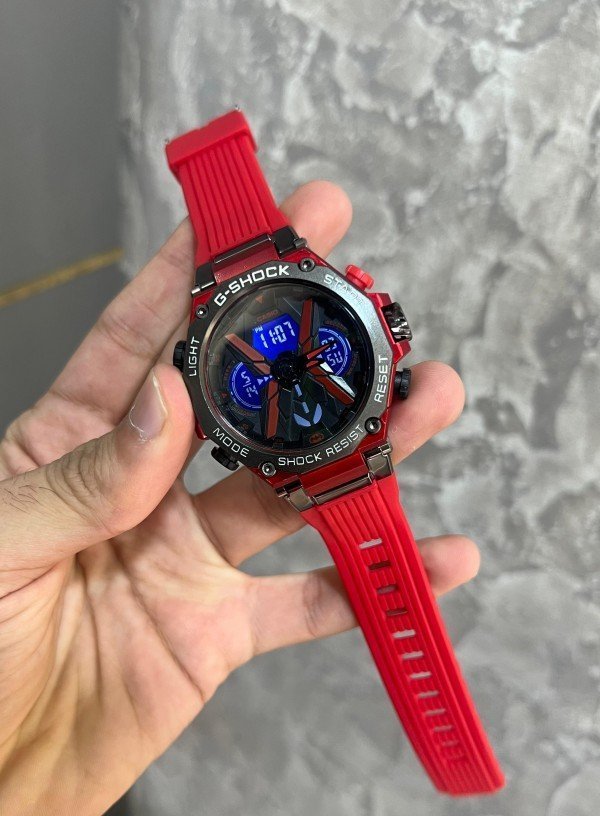 Gshock Red Strap Analog With Digital Premium Watch