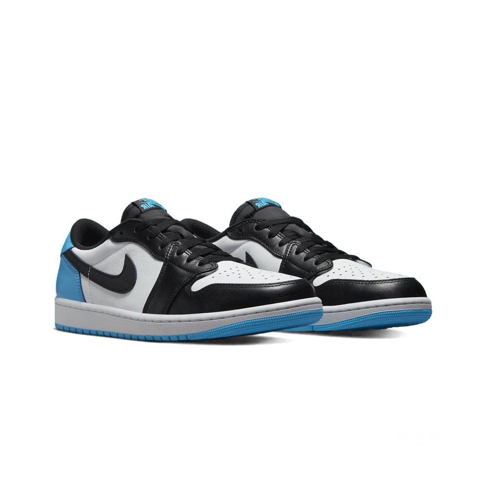 Air Jordan 1 Low Black/White/Blue Leather Sneakers