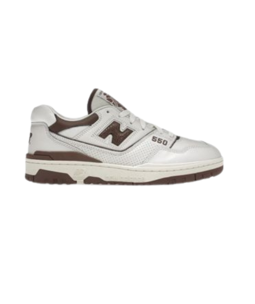 New Balance 550 White/Brown Sneakers - Classic Retro Basketball Shoes
