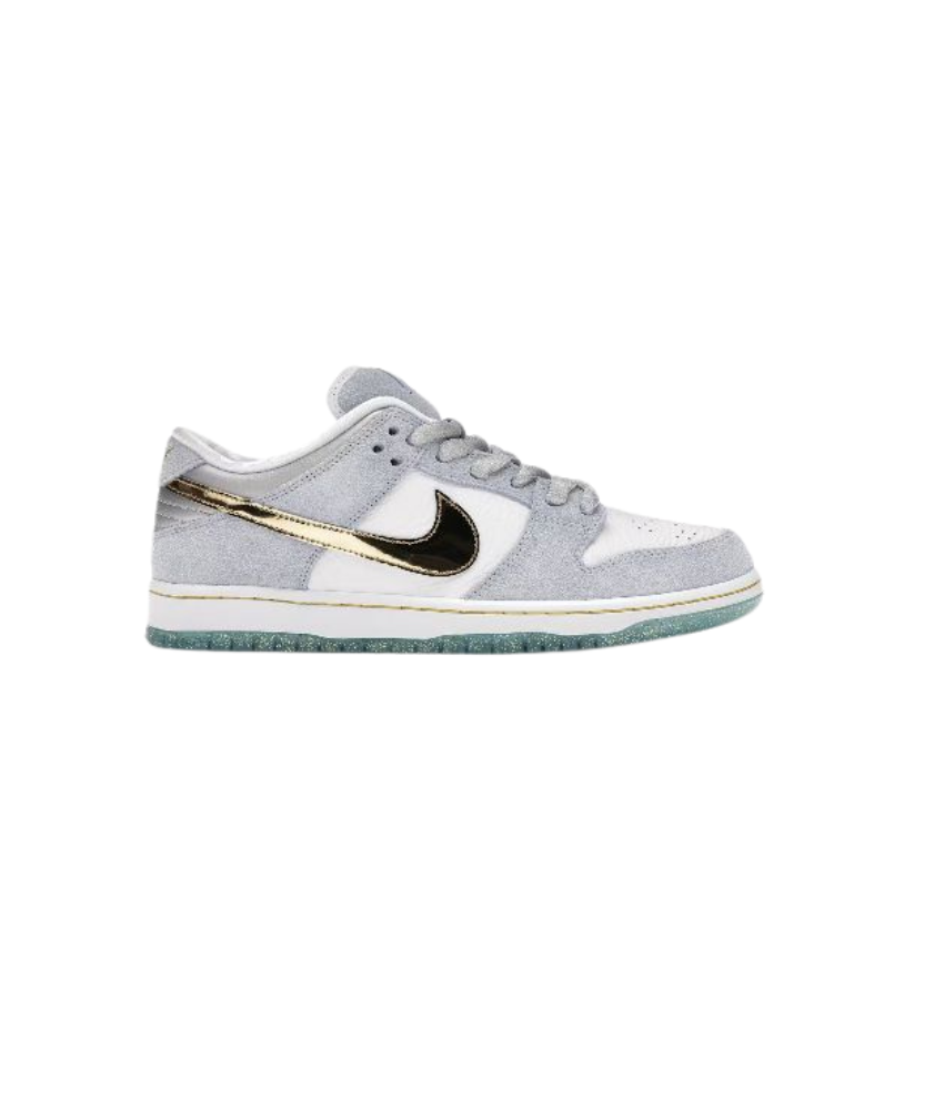 Nike Dunk Low Grey Suede Gold Swoosh – Premium Grey Suede Upper with Metallic Gold Swoosh